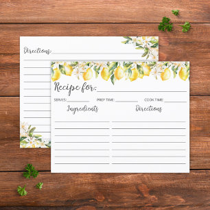 Gula citron och vita blommor familjreceptkort