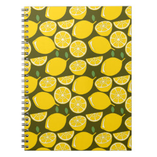 Gula citron & Olivgrön mönster: Modern Citrus Anteckningsbok