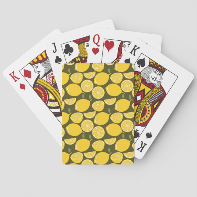 Gula citron & Olivgrön mönster: Modern citrus Casinokort (Baksidan)