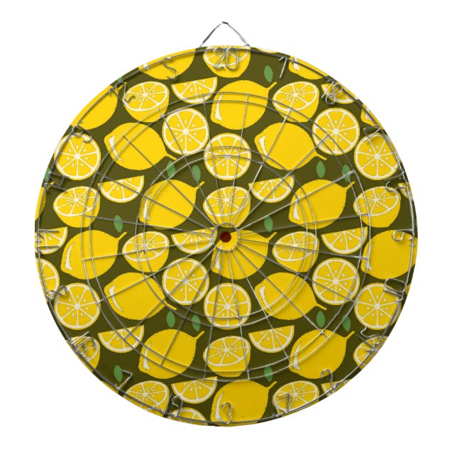 Gula citron & Olivgrön mönster: Modern citrus Darttavla (Framsidan)