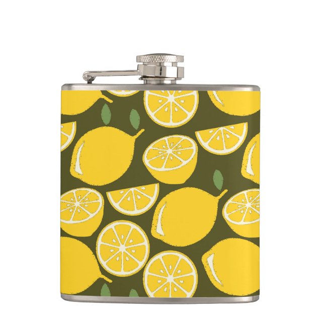 Gula citron & Olivgrön mönster: Modern citrus Fickplunta (Framsidan)