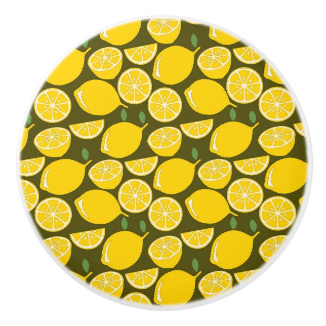 Gula citron & Olivgrön mönster: Modern citrus Knopp (Framsidan)