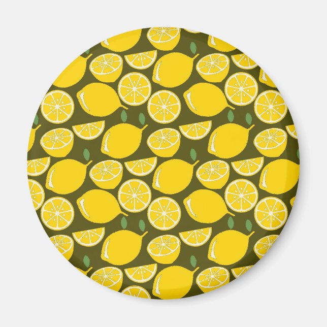Gula citron & Olivgrön mönster: Modern Citrus Magnet (Framsidan)