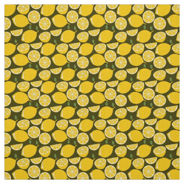 Gula citron & Olivgrön mönster: Modern citrus Tyg (Prov)