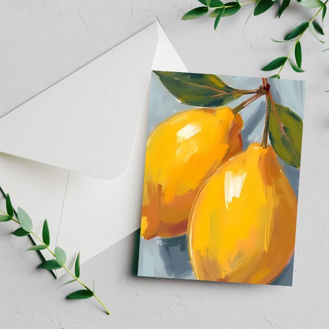 Gula Citroner Citrus Akvarell Kort (Skapare uppladdad)