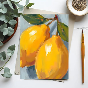 Gula citroner Citrus Akvarell Vykort
