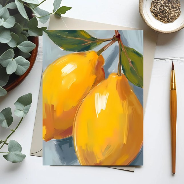 Gula citroner Citrus Akvarell Vykort (Skapare uppladdad)