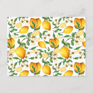 Gula citroner och citronblommor vackra vykort