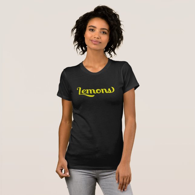Gula Citroner Retro Typ Grafisk Färsk Mode T Shirt (Hel framsida)