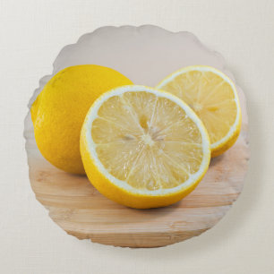 Gula citronfrukter matfotografering stilleben rund kudde