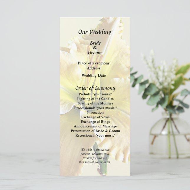 Gula Daglilja Bröllopsmaterial Program (Stående Fram)
