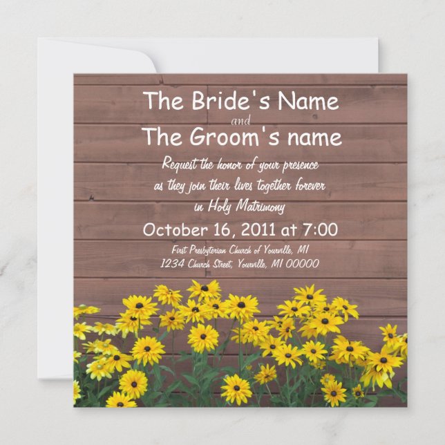 gula daisy bröllopsinbjudningar inbjudningar (Framsida)