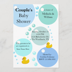 Gula Duckys och bubblar baby showerinbjudan Inbjudningar