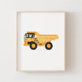 Gula dumper lastbil barn byggfordon dekoration poster