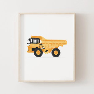 Gula dumper lastbil barn byggfordon dekoration poster