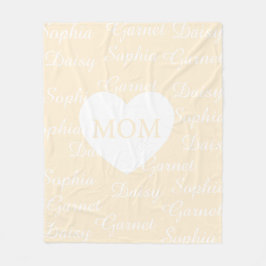 Gula Elegant Skrift Familjenamn Monogram Hjarta Fleecefilt