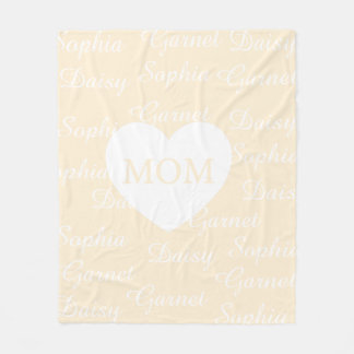 Gula Elegant Skrift Familjenamn Monogram Hjarta Fleecefilt