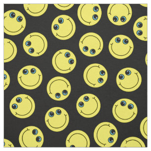 Gula Emoji ansikten på svart Tyg