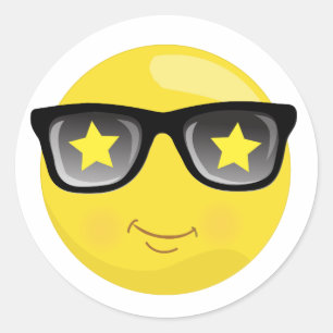 Gula Emoji för världsstjärna klistermärkear Runt Klistermärke