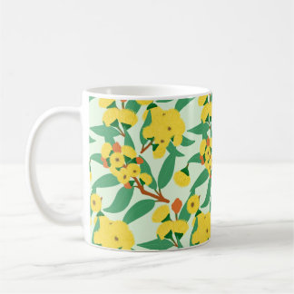 Gula eukalyptusträd blommor kaffemugg