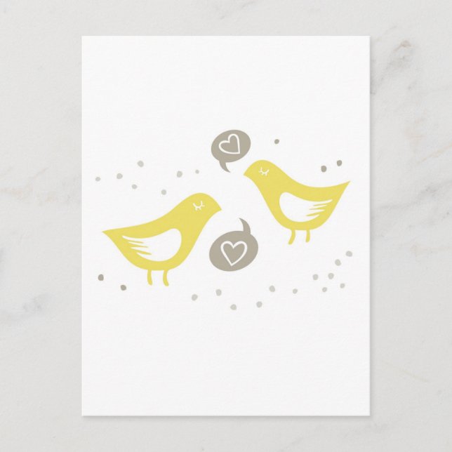 gula fåglar som talar om kärlek vykort (Framsida)