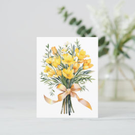 Gula Freesia Blommor Bukett Vykort