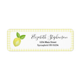 Gula Gingham Citron Returadressetikett Returadress Etikett