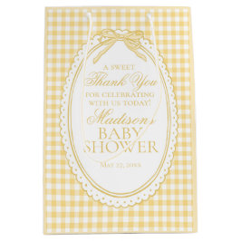 Gula Gingham Coquette Bow Baby Shower Fördelar