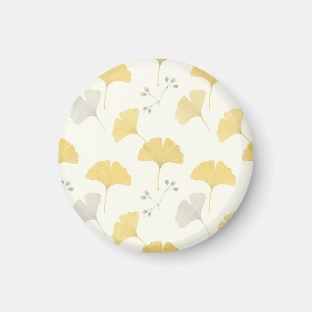 Gula Ginkgo Fläktblad Mönster Magnet (Framsidan)