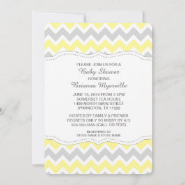 Gula Grå Chevron Baby Shower Inbjudningar MODERNA