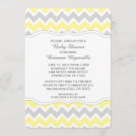 Gula Grå Chevron Baby Shower Inbjudningar MODERNA