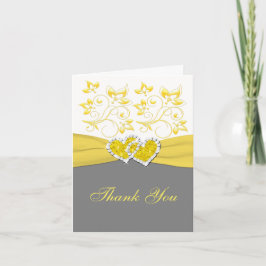 Gula, Grå, Vita Sammanfogade Hjärtan Tacksamhetsko Tack Kort