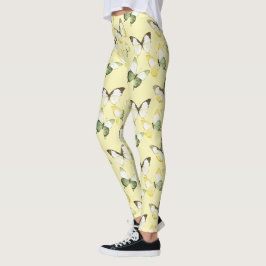 Gula Gröna Fjärilar Leggings