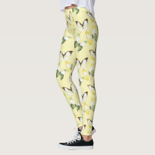 Gula Gröna Fjärilar Leggings
