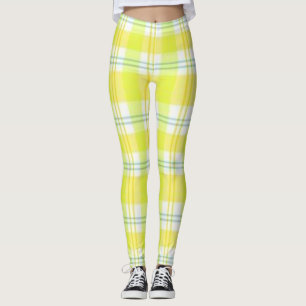 Gula Gröna Rutiga Leggings