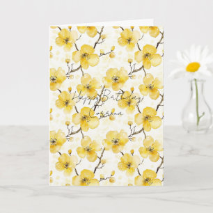Gula Guldfärgade Blommor Födelsedag Kort