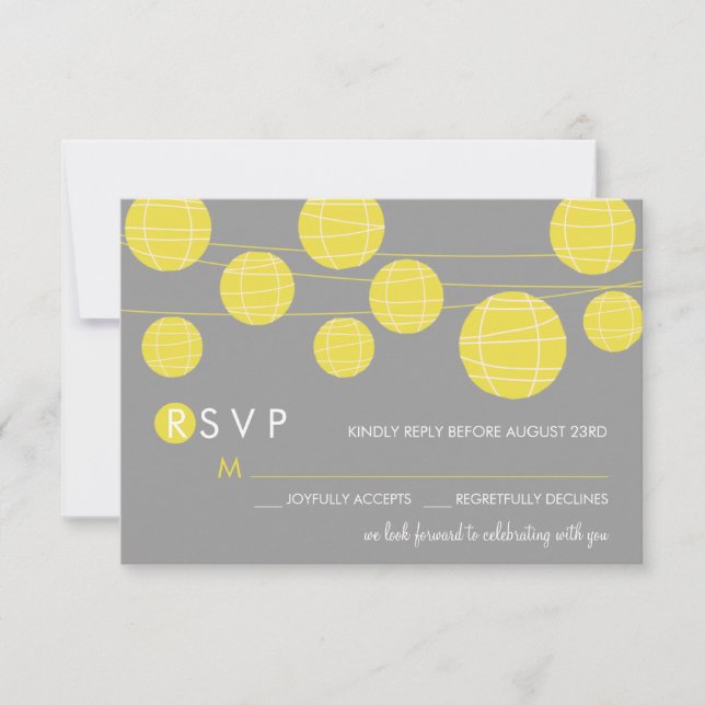 Gula hängande kinesiska papperslyktor RSVP-kort OSA Kort (Framsida)