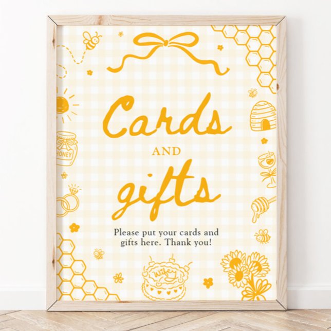 Gula Honey Bee Bröllopsduschkort och -gåvor Poster (Yellow Honey Bee Bridal Shower Cards and Gifts)