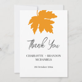 Gula höstlönnlöv Bröllop Tack  Kort