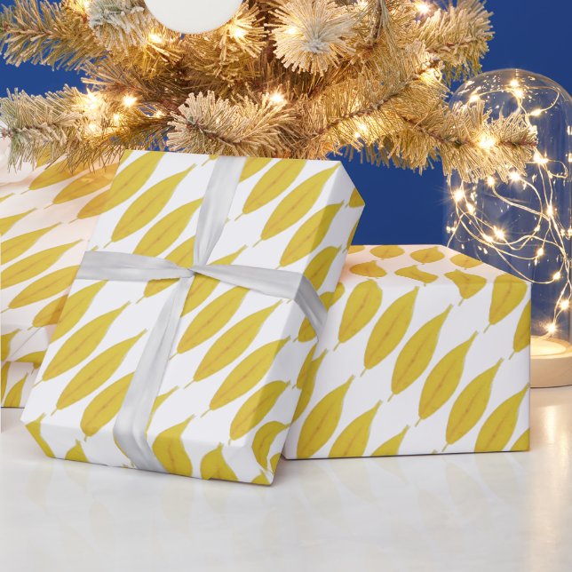 Gula höstlöv Vattenfärg mönster Presentpapper (Helgdagar)