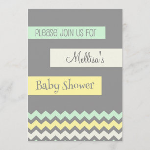 Gula inbjudningar för baby shower för grå