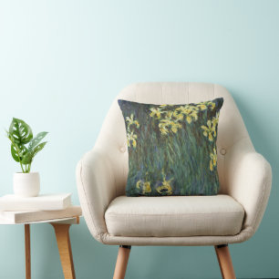 Gula Iris av Claude Monet, Vintage Finkonst Kudde