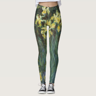 Gula Iris av Claude Monet, Vintage Finkonst Leggings