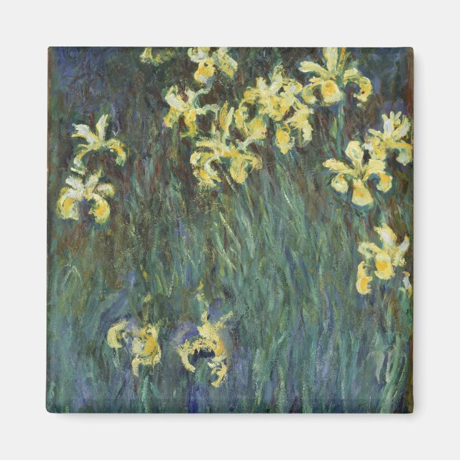 Gula Iris av Claude Monet, Vintage Finkonst Magnet (Framsidan)