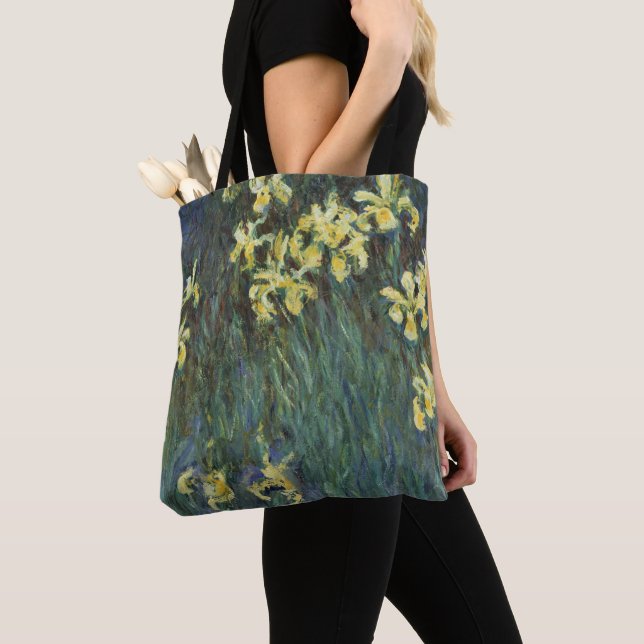 Gula Iris av Claude Monet, Vintage Finkonst Tygkasse (Närbild)