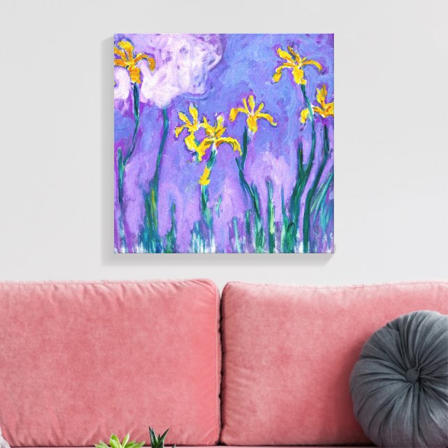 Gula irisar med rosa moln | Claude Monet |  Canvastryck (Insitu (Vardagsrum))