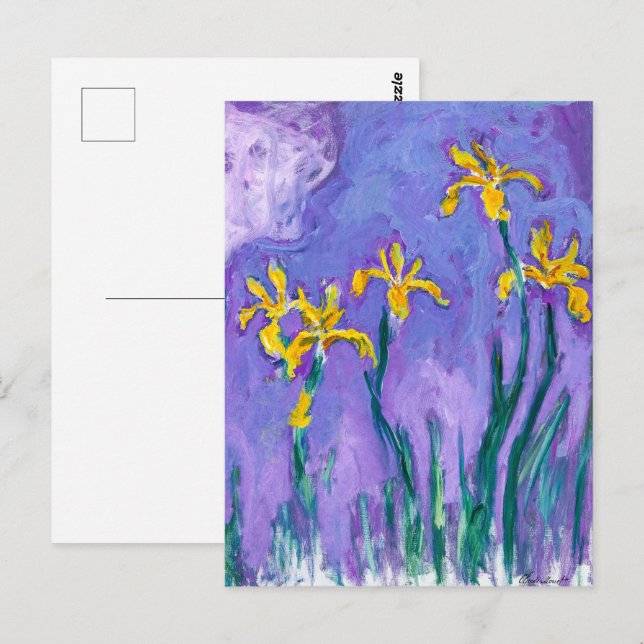 Gula irisar med rosa moln | Claude Monet | Vykort (Fram/baksida)