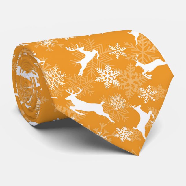 Gula jul snöflingor hjort mönster slips (Rullad)