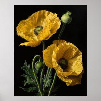 Gula Kalifornien Vallmo Blommor Konsttryck Poster