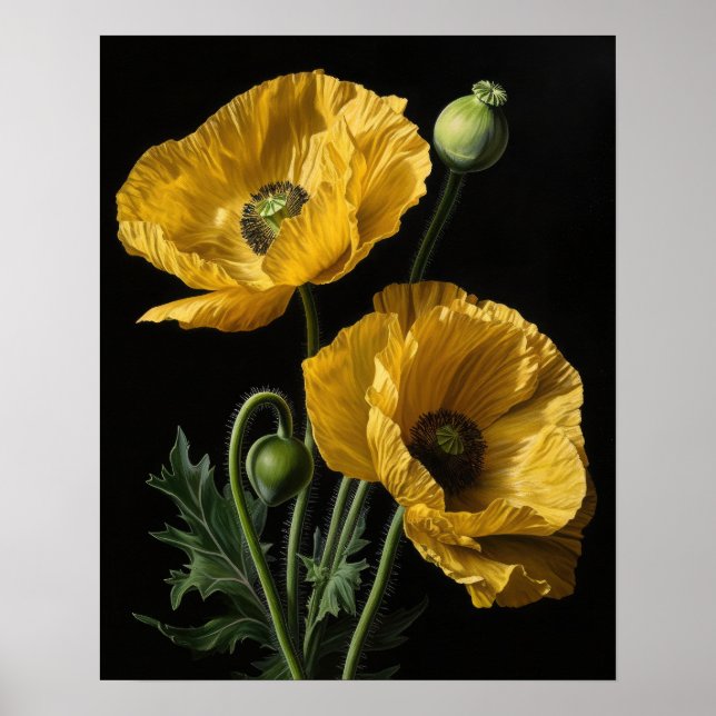 Gula Kalifornien Vallmo Blommor Konsttryck Poster (Framsidan)